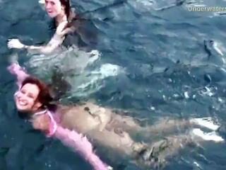 3 splendid Girls Swim and Have Fun in the Sea, sex movie cb