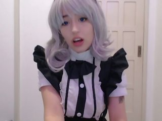 Maid Cosplay young lady Sucking and Begging to her Boss