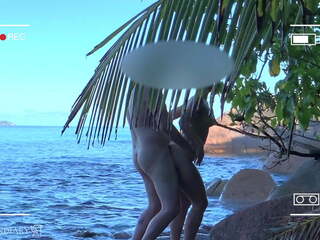 Voyeur Spy Nude Couple Having sex video on Public Beach.