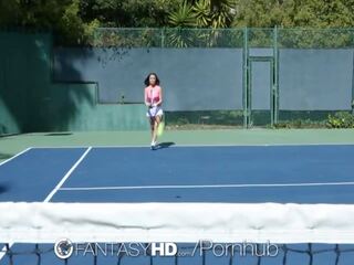 Little Dillion Harper gets fucked on the tennis court dirty film movies