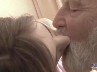 Old Young - Big manhood Grandpa Fucked by Teen she licks thick old man dick