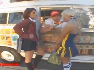 Icecream Truck Cheerleader and School teenager Share phallus