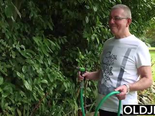 Old and Young adult video - BustyTeen Gets Wet and Sucks Grandpa